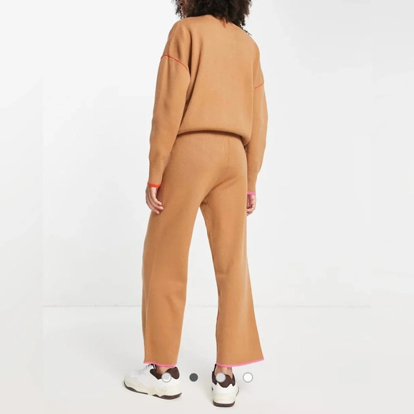 Never Fully Dressed Dana knitted wide leg jogger co-ord in camel | Size M - Picture 2 of 7
